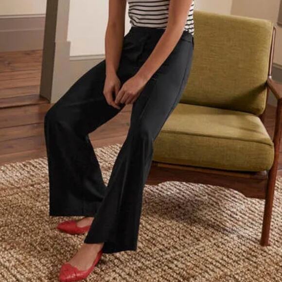 NWT BODEN Albemarle Wide Leg Pants Black 8P Petite Elastic Waist - Picture 6 of 6